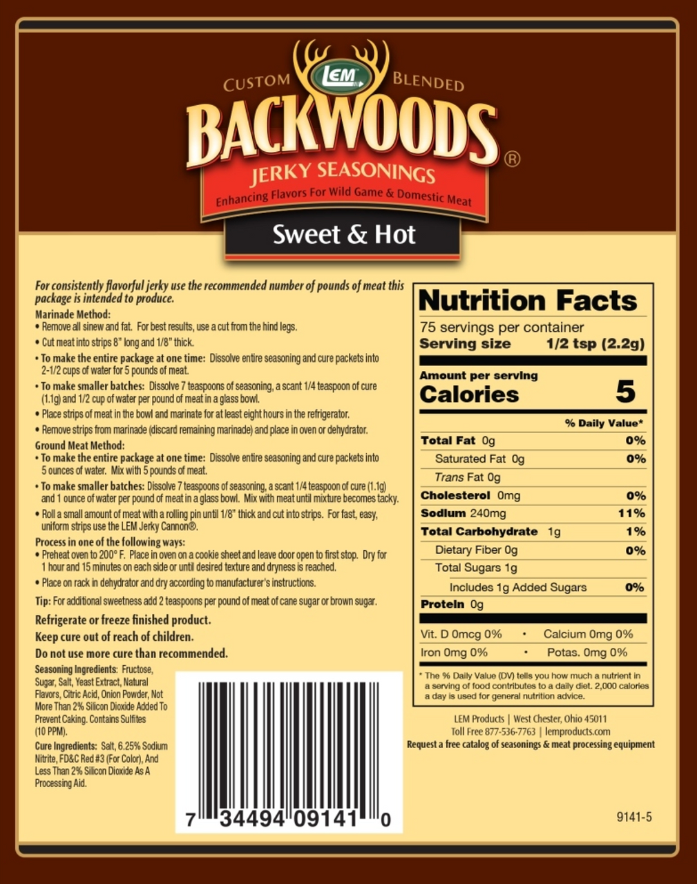 Sweet & Hot Jerky Seasoning for 5 Lbs.