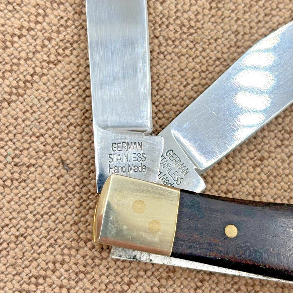 BUCK CREEK German Stainless Hand Made Wood Handle Trapper Pocket Knife NOS (82)