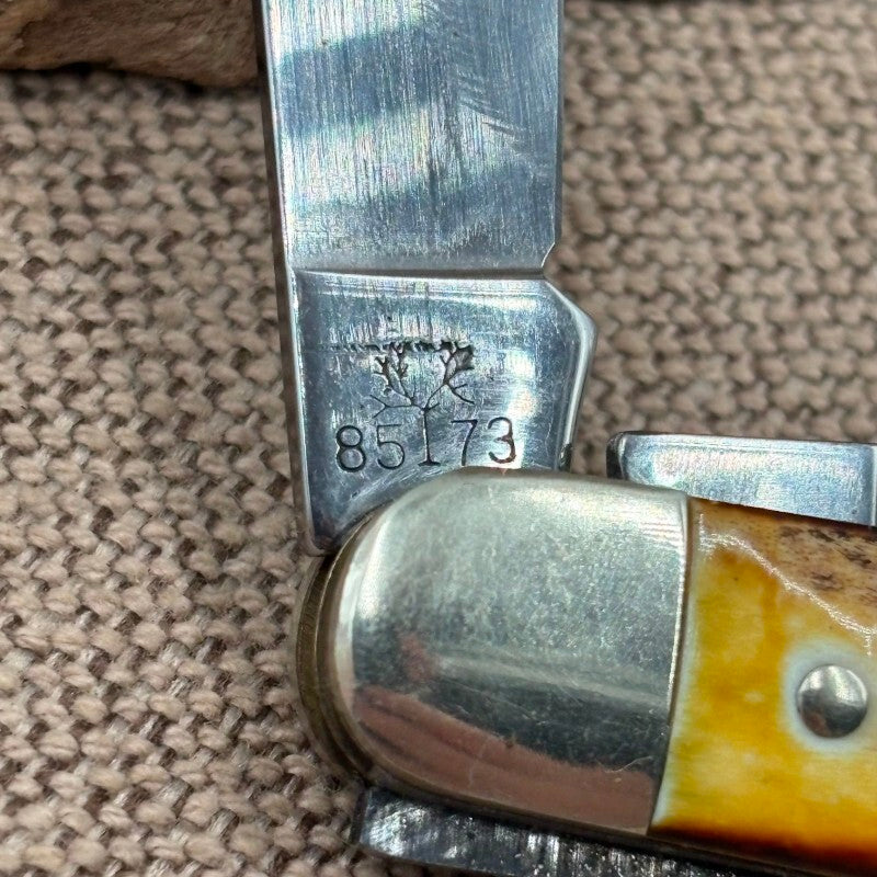 VINTAGE BOKER TREE BRAND SOLINGEN GERMANY 8573 GENUINE STAG STOCKMAN KNIFE (103)