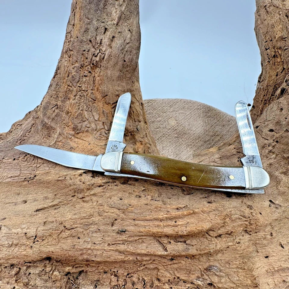 CASE XX Knife Made in USA 6318 SS Medium Stockman Smooth Antique BONE Handles 97