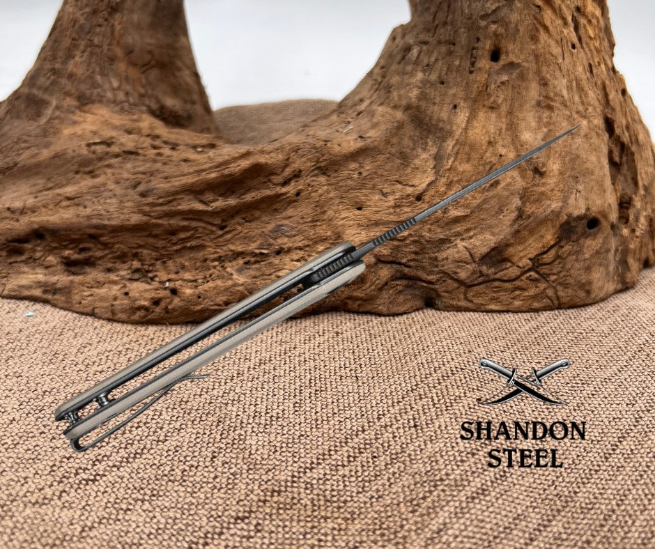 CIVIVI Navo Flipper Knife Ivory G10 Handle (3.25" Damascus Blade) C25015A-DS1