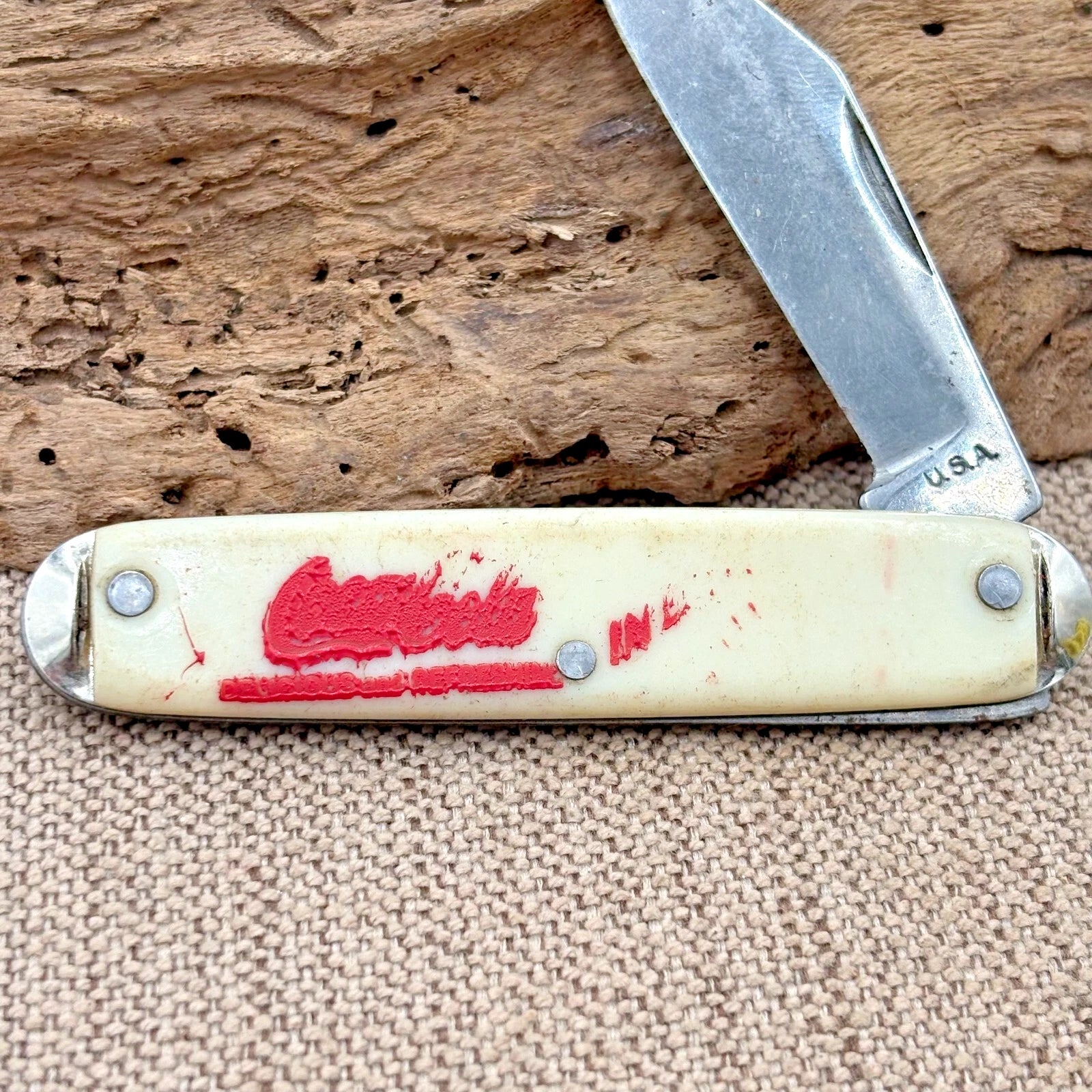 COCA COLA Advertising Knife USA VINTAGE 1 Blade Equal End Novelty Jack (95)