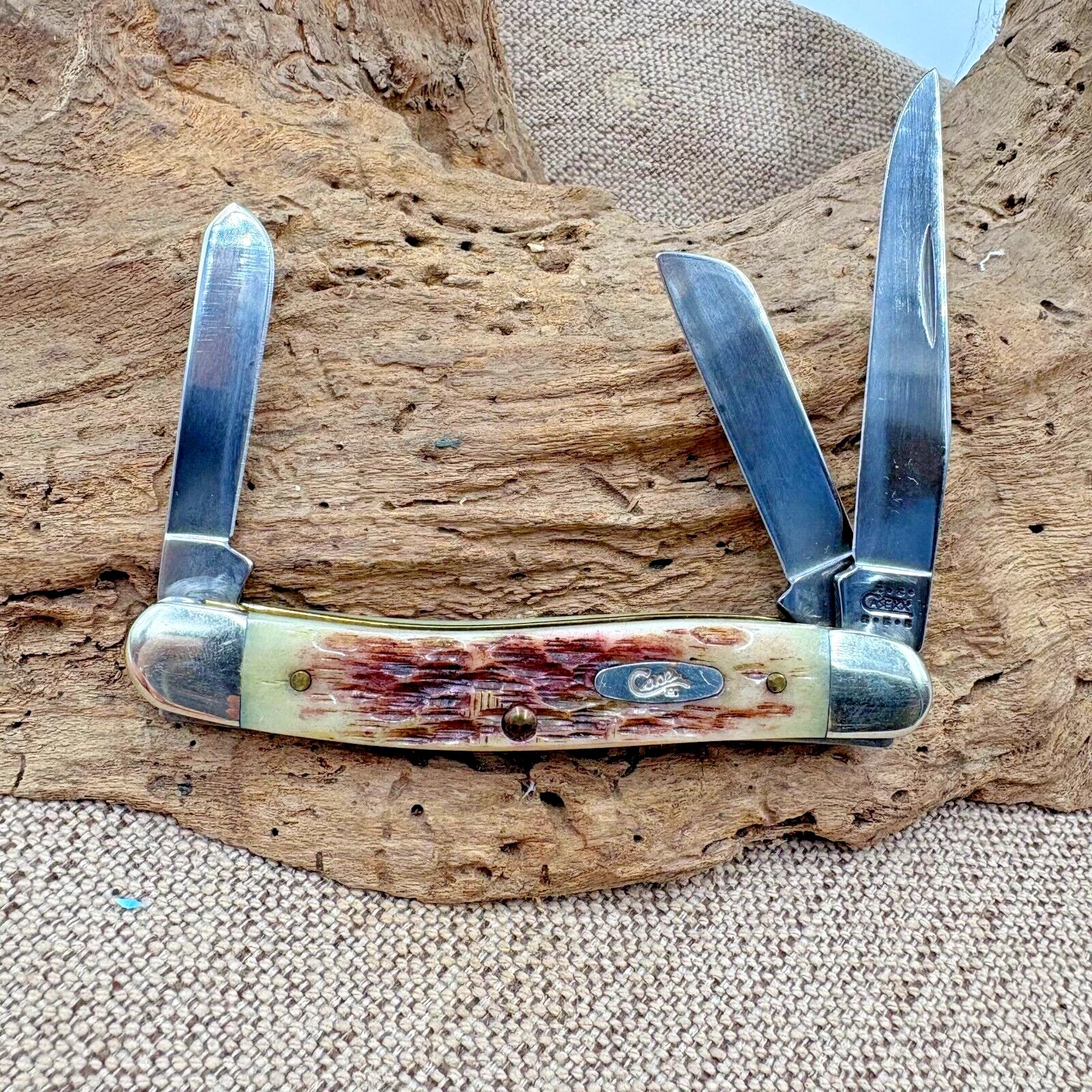 Case XX 2001 Stockman Amber Jigged Bone Folding Pocket Knife 6318ss (100)