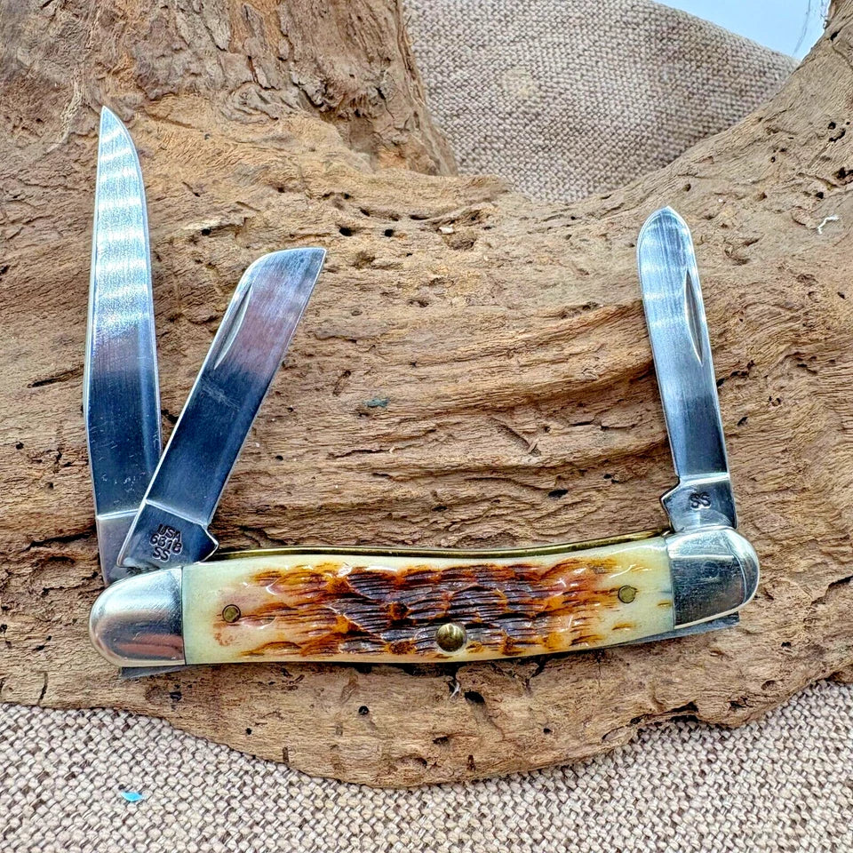 Case XX 2001 Stockman Amber Jigged Bone Folding Pocket Knife 6318ss (100)