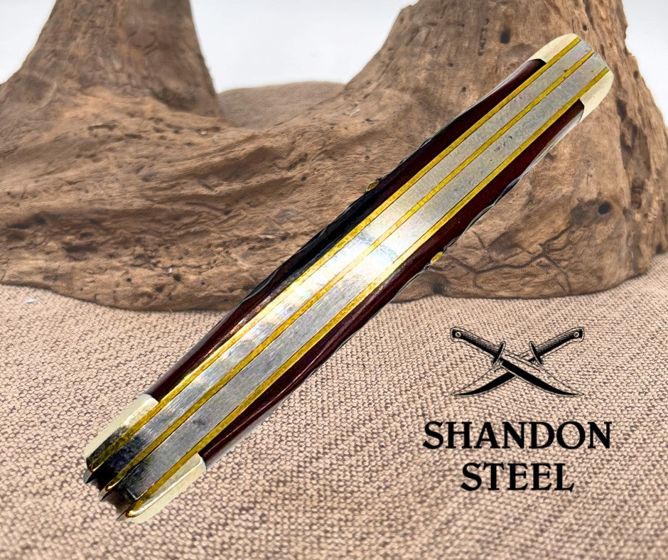 CASE XX USA 3 DOT 1977 JIGGED BROWN DELRIN 2 BLADE JACK POCKET KNIFE 6244  (03)