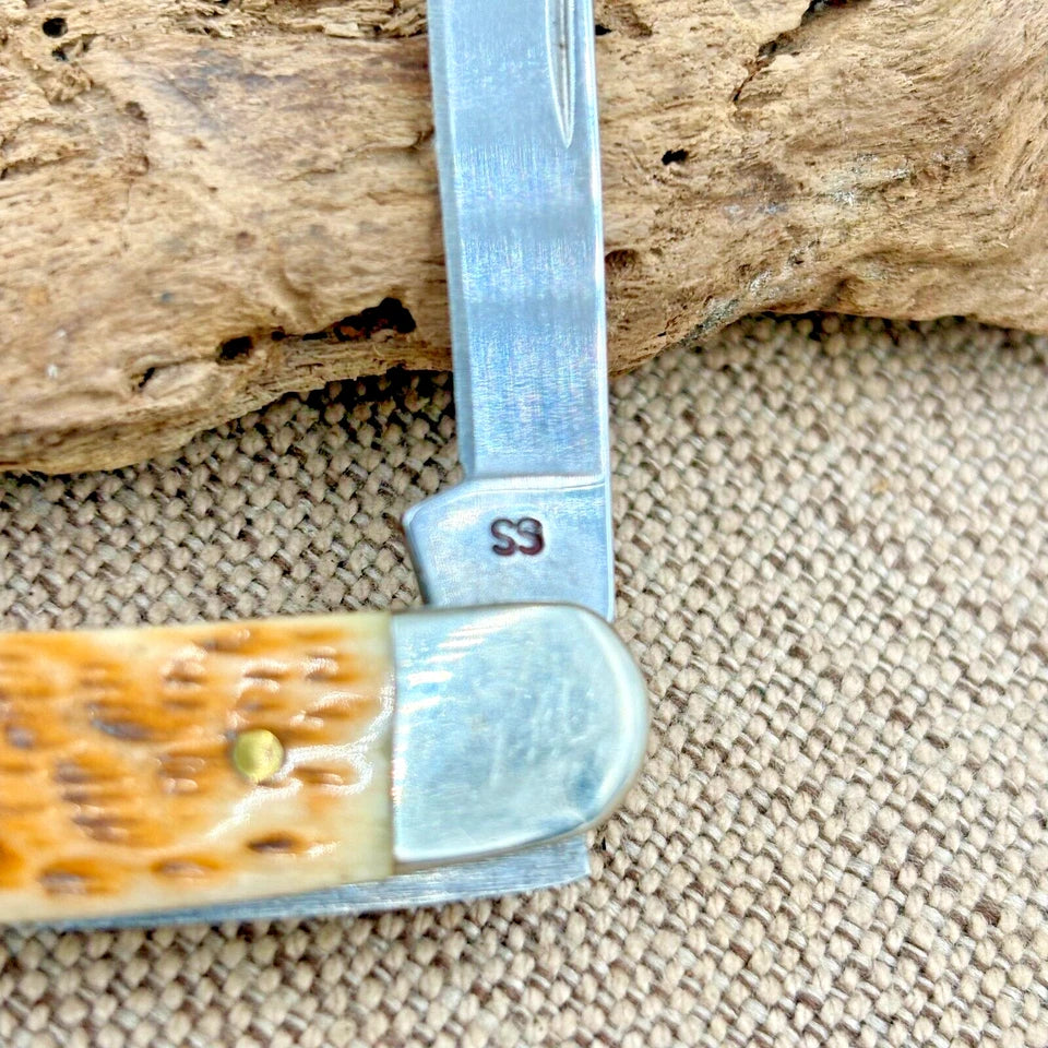 Case XX Med Stockman Knife 6318 Jigged Amber Bone Stainless Pocket Knife (101)