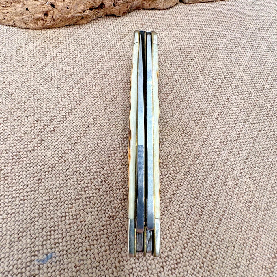 Case XX Trapper 6254 SS Folding Pocket Knife W/Amber Jigged Bone 2003 2 blade 98