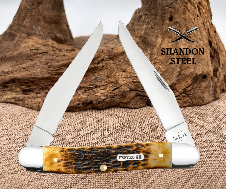 Case xx Knives Rogers Jigged Burnt Amber Bone CS Muskrat 51395