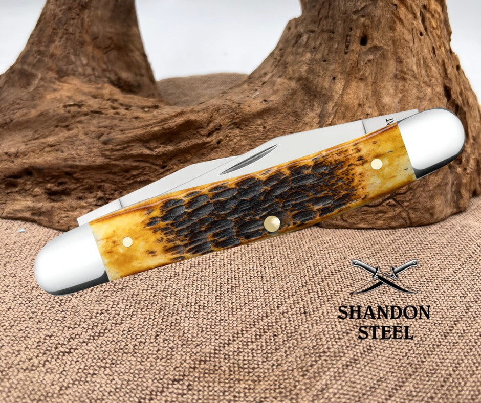 Case xx Knives Rogers Jigged Burnt Amber Bone CS Muskrat 51395