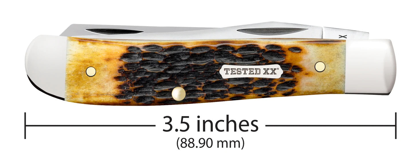 CASE XX Rogers Jigged Burnt Amber Bone CS Mini Trapper 51391