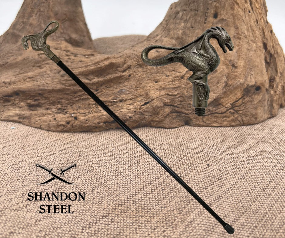 Dragon Walking Cane With Sword 35" Overall