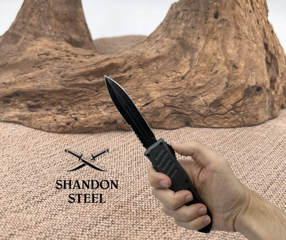 5.5" Automatic OTF Knife w/ Half Serrated Dagger Blade 194GYUS