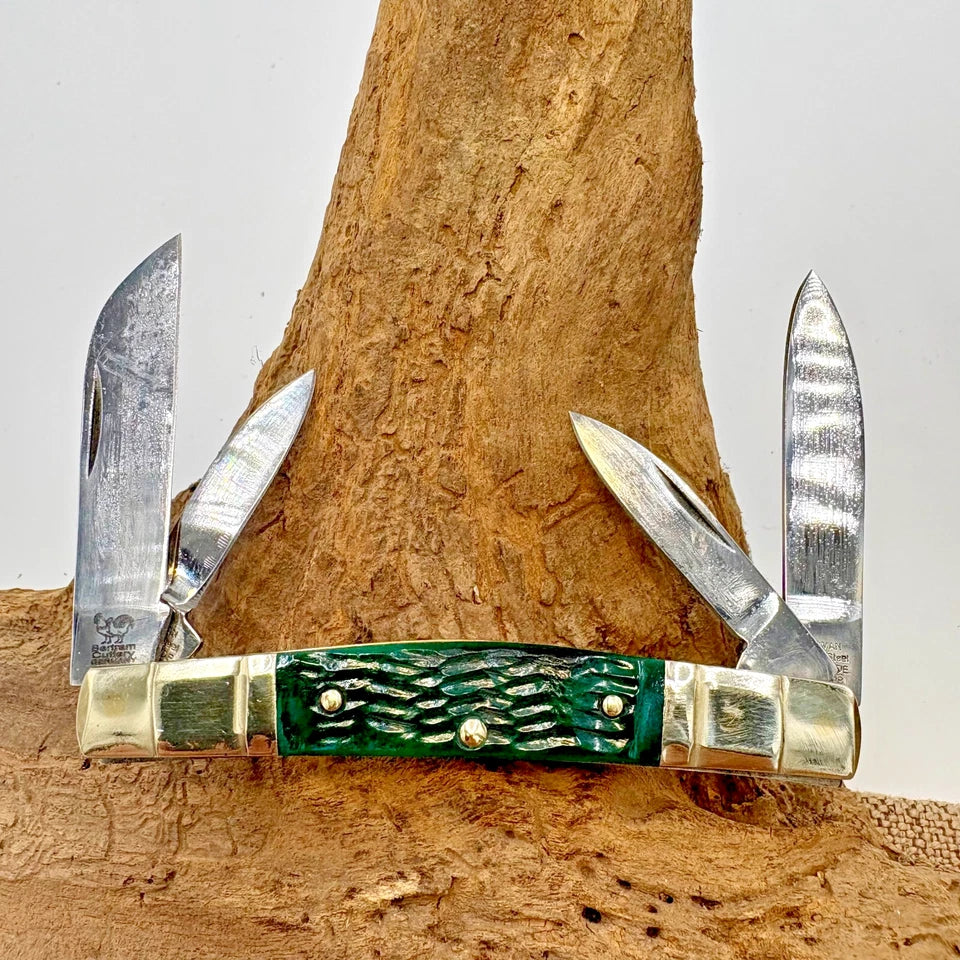 HEN & ROOSTER 324C-GPB CONGRESS 4 Blade Green Bone Pocket Knife Germany (94)