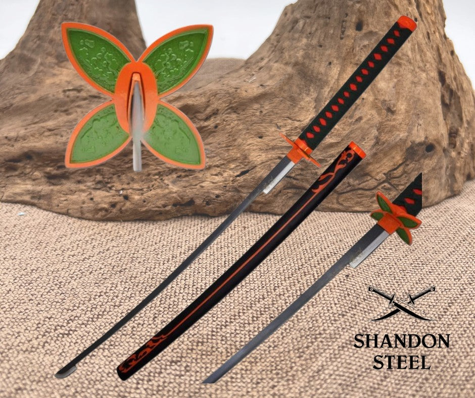 Kyojuro Rengoku Demon Slayer Sword And Scabbard - Anime, Carbon Steel Blade, Cord-Wrapped Handle BK5587