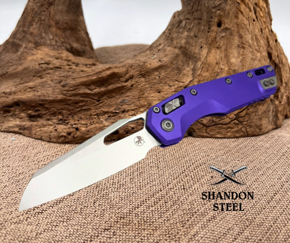 Microtech Knives MSI RAM LOK Purple Aluminum & Stonewash M390MK 210-10PU