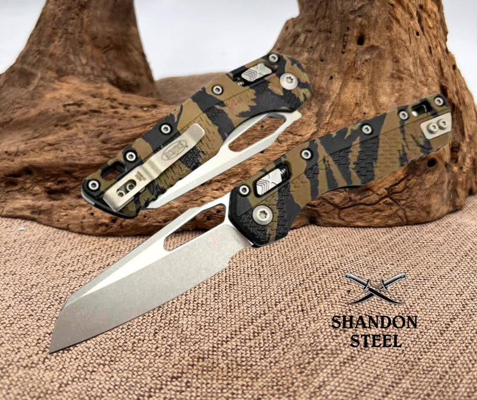 Microtech Knives MSI RAM LOK Tiger Camo Polymer & M390MK Apocalyptic 210T-10APPMTRC