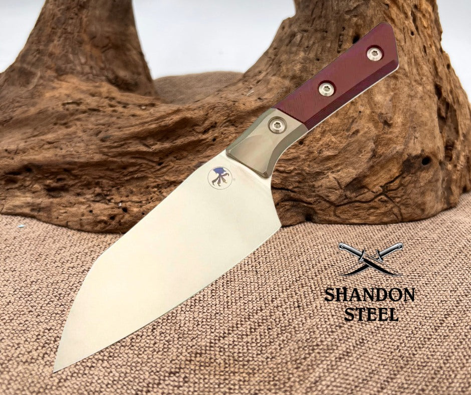 Microtech Santoku 6" Black Cherry G-10/ Ti Handle w/ Stonewash M390MK 3200B-10BC