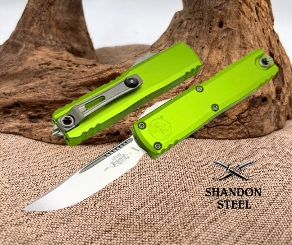 Microtech UTX-85 GEN IV S/E STONEWASH STANDARD NEON GREEN M390MK 12314-10NG