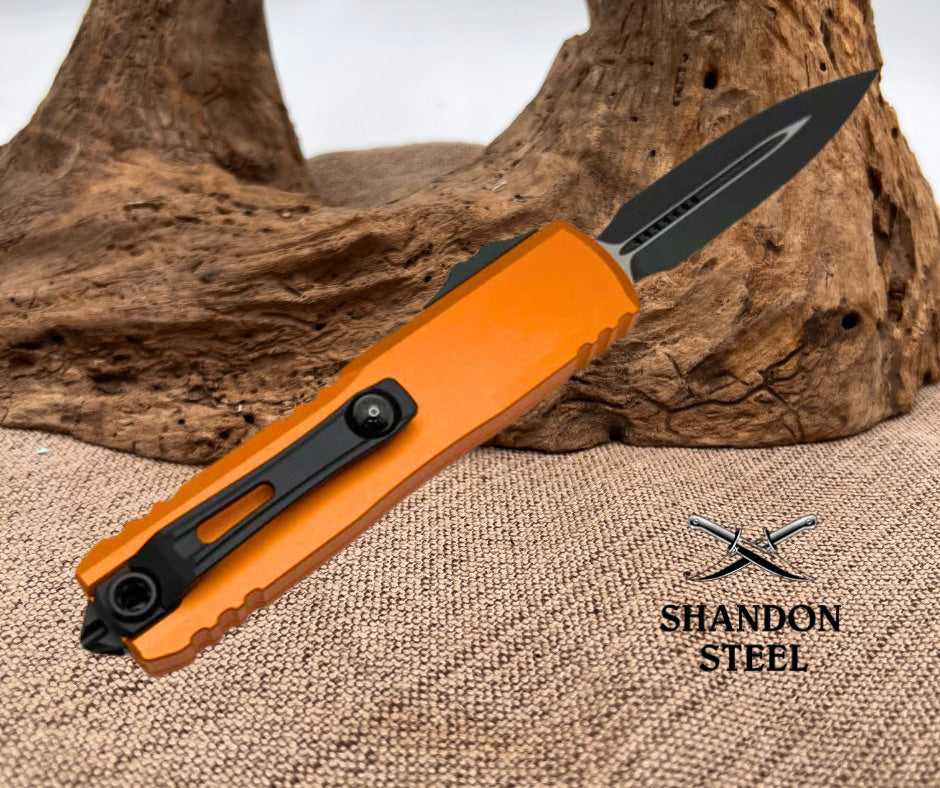 Microtech UTX-85 Gen IV w/ Orange Handle & Black D/E M390MK 12324-1OR