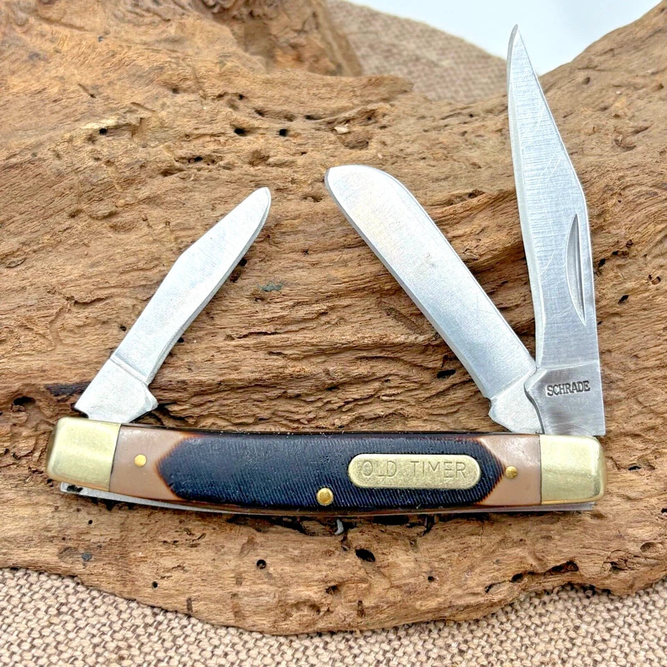 SCHRADE Old Timer 34OT Brown Middleman Folding Pocket KNIFE Clip Pen Spey EDC 90