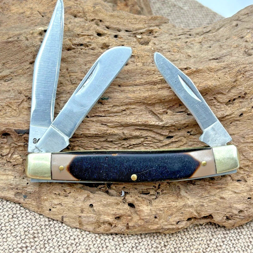 SCHRADE Old Timer 34OT Brown Middleman Folding Pocket KNIFE Clip Pen Spey EDC 90