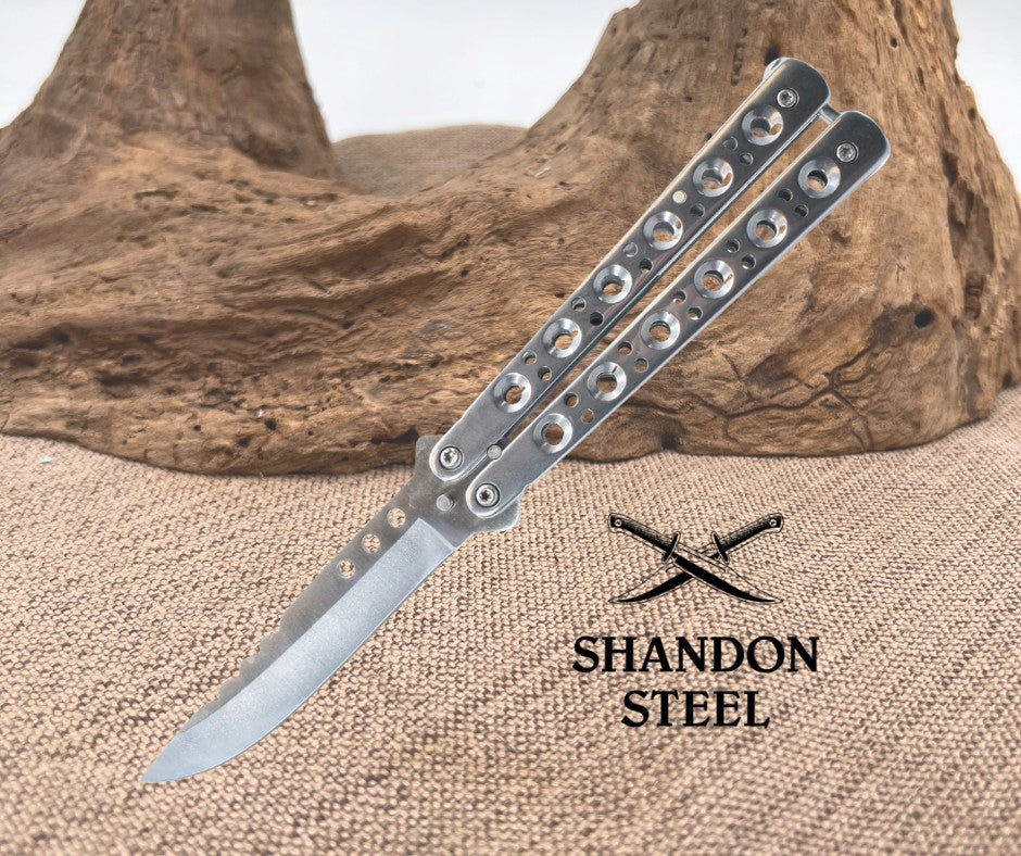 9" Silver Butterfly Knife 130SL