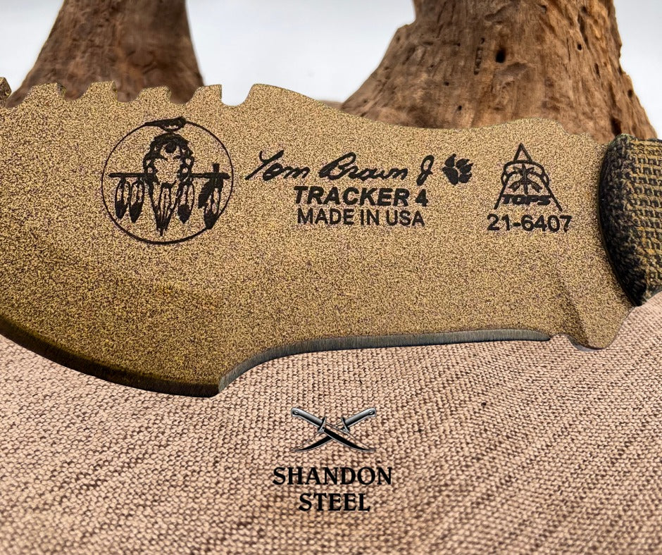 TOPS Mini Tom Brown Tracker Tan 3.5" 1095 HC Tan Micarta Fixed Knife TBT04TAN