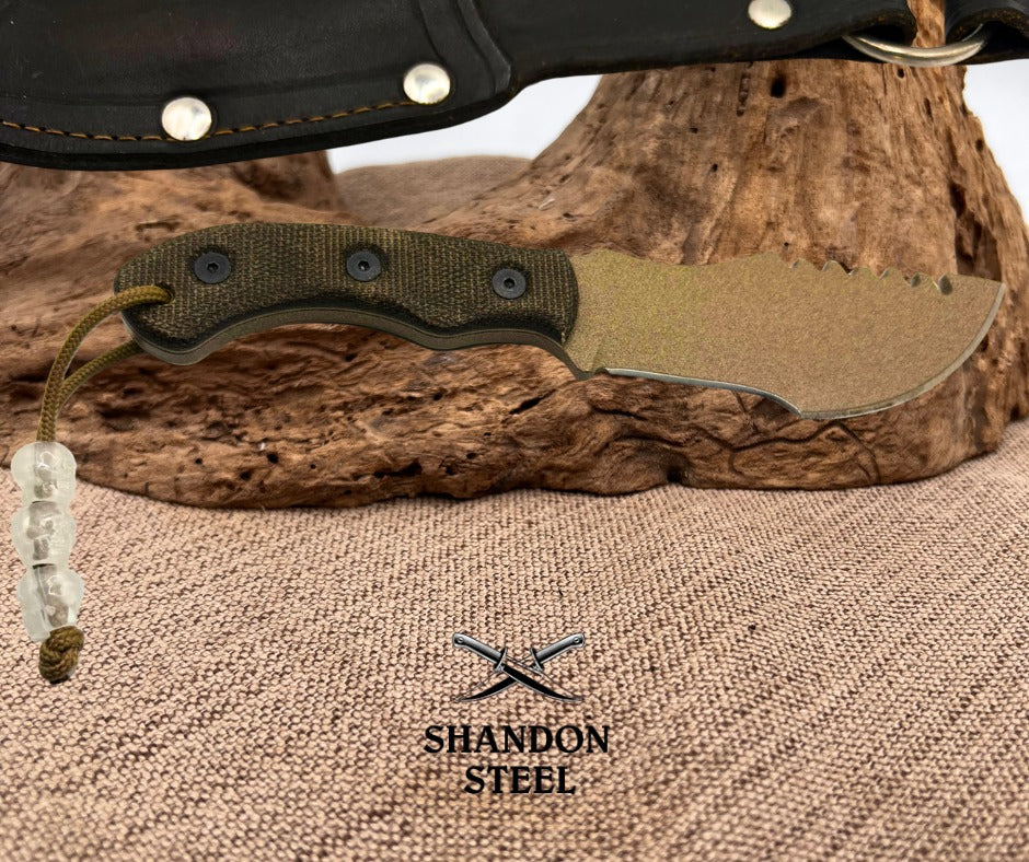 TOPS Mini Tom Brown Tracker Tan 3.5" 1095 HC Tan Micarta Fixed Knife TBT04TAN