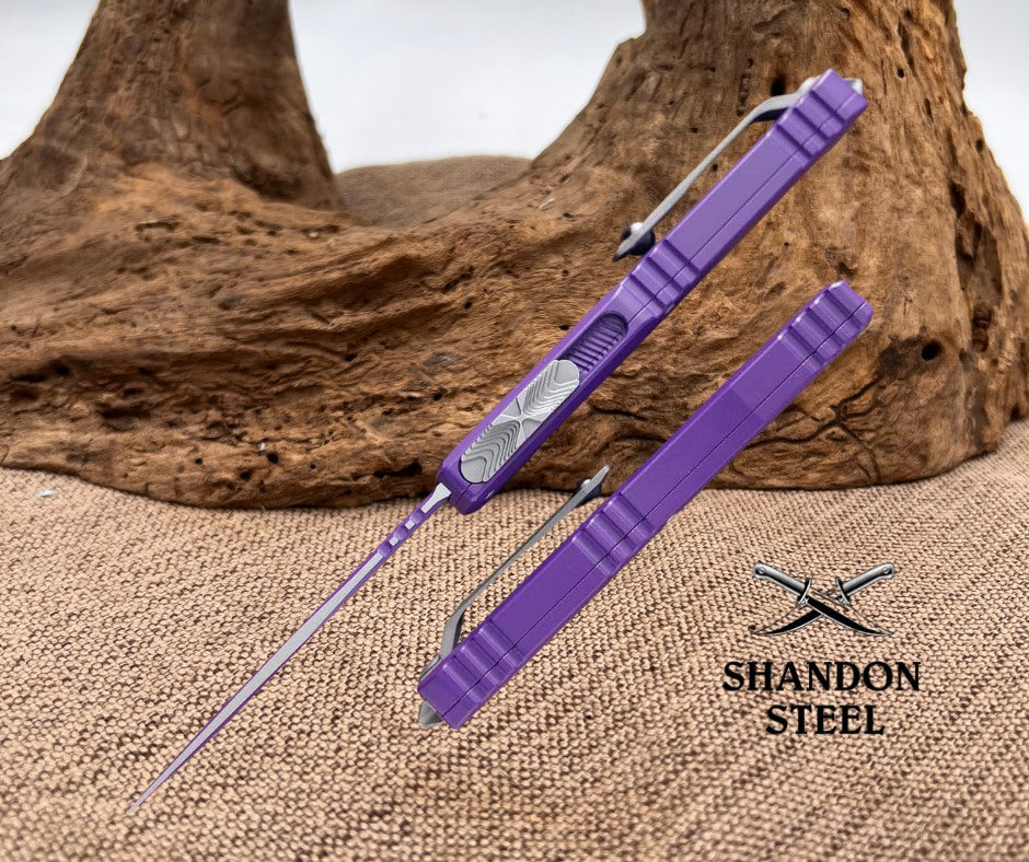 Microtech Ultratech ZBP Gen 3 1121-1PU-C16Z13 Single Edge Purple Blade, Purple Cerakote Handle