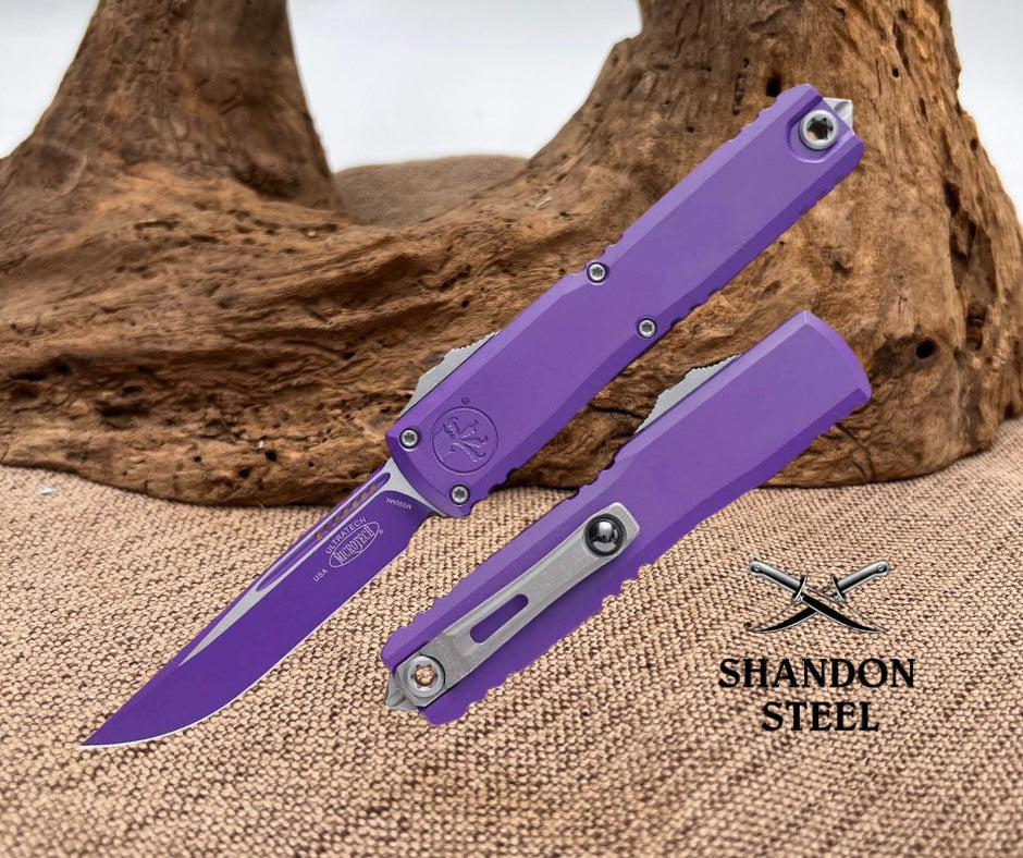 Microtech Ultratech ZBP Gen 3 1121-1PU-C16Z13 Single Edge Purple Blade, Purple Cerakote Handle