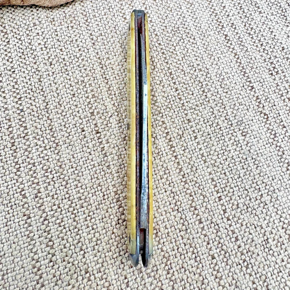 Utica Cutlery Vintage Pearlized Handle Advertising Single Blade Pocket Knife -89